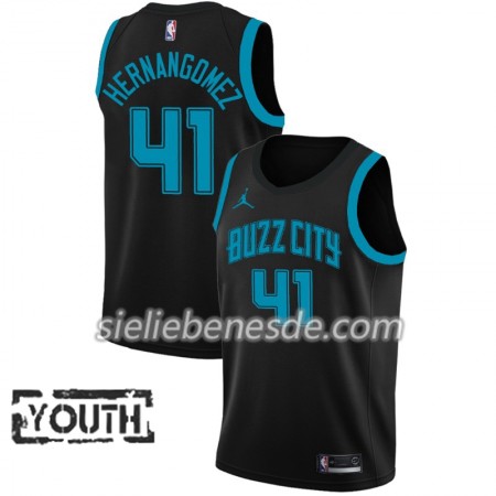 Kinder NBA Charlotte Hornets Trikot Willy Hernangomez 41 2018-19 Jordan Brand City Edition Schwarz Swingman